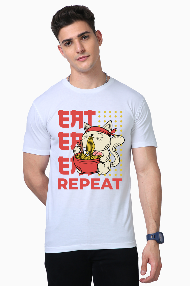 Unisex  Supima Cotton T-Shirt | Regular Fit | Round Neck | Short Sleeve | Ultra-Soft & Durable | Eat Repeat