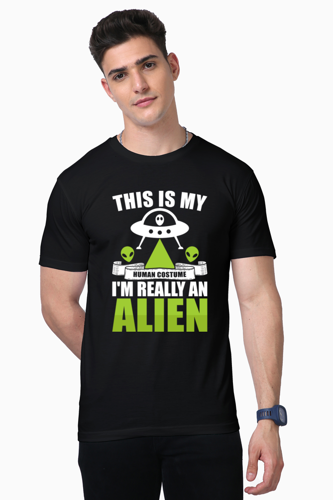 Unisex Supima Cotton T-Shirt | Regular Fit | Round Neck | Short Sleeve | Ultra-Soft & Durable | Alien Human costume