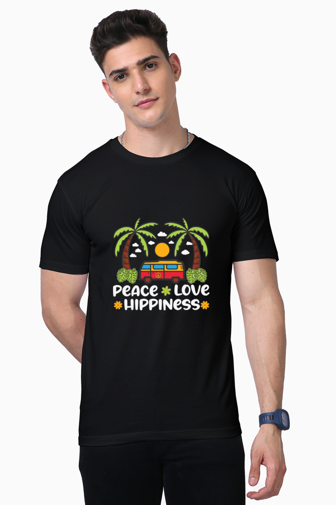 Unisex Supima Cotton T-Shirt | Regular Fit | Round Neck | Short Sleeve | Ultra-Soft & Durable | T-Shirt Peace Love Hippi