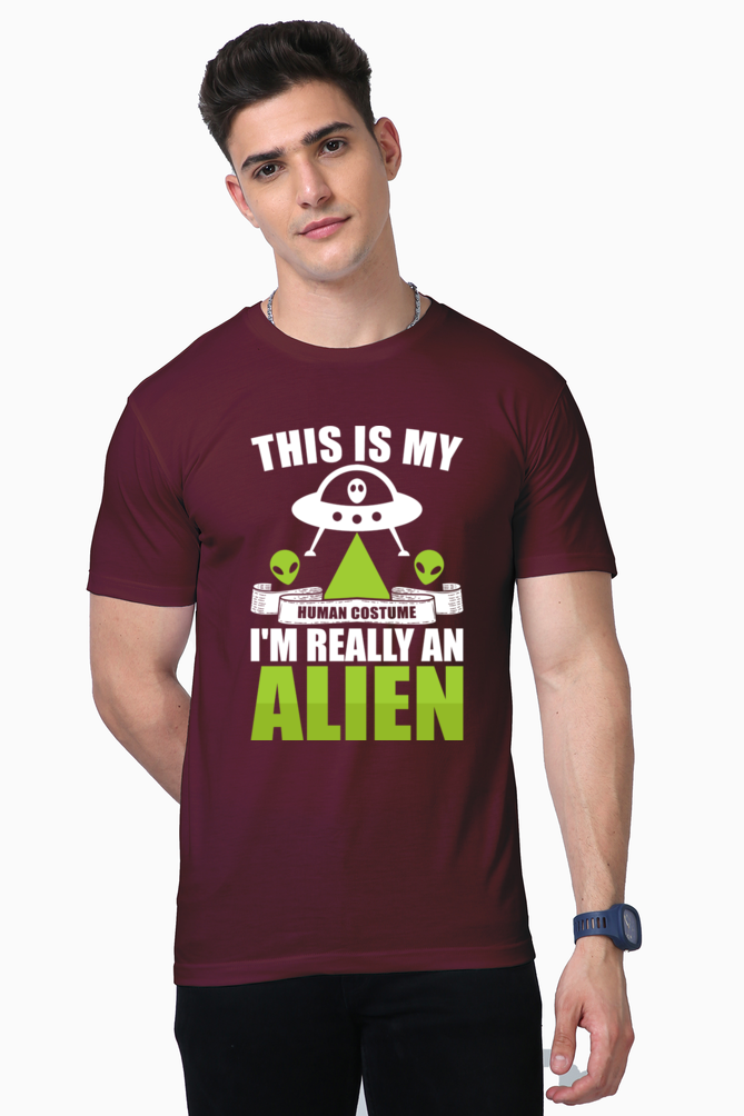 Unisex Supima Cotton T-Shirt | Regular Fit | Round Neck | Short Sleeve | Ultra-Soft & Durable | Alien Human costume